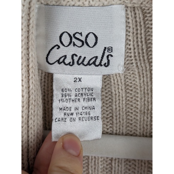 OSO CASUALS Beige Tan Cable Knit Duster Cardigan Sweater Y2K Grunge Indie Sleaze - Picture 4 of 9